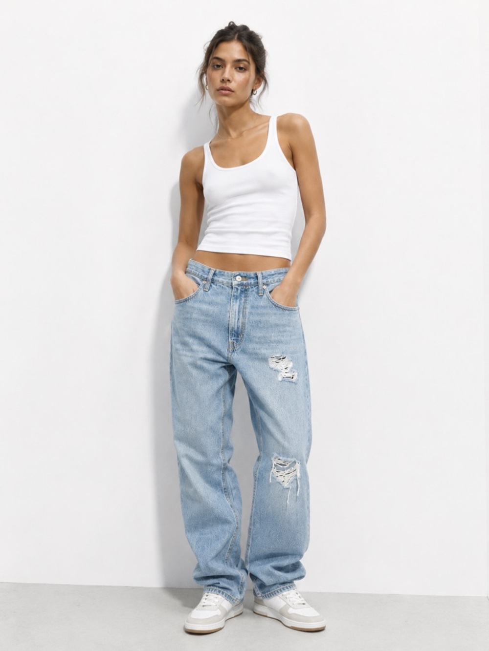 Levis 94 Baggy Jeans 27 Distressed Light Wash Y2K Skater Wide Leg Straight Denim